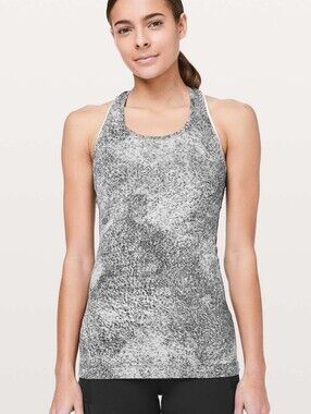 Lululemon Cool Racerback II Luon Spray - Jacquard White Black